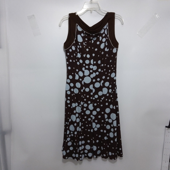 SANDRA DARREN SLEEVELESS FIT AND FLARE DRESS SIZE 8 BROWN BLUE - Picture 1 of 9